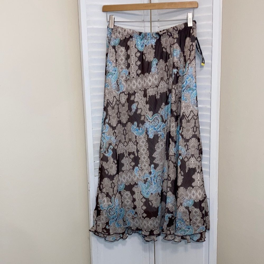 Briggs New York vintage brown paisley print skirt size Petite Medium PM NWT